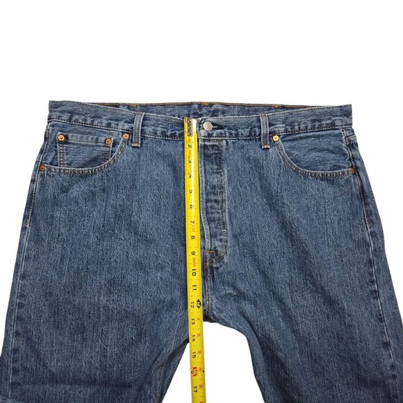Levis 501 Jeans Mens 42 x 26 Blue Straight Button Fly Medium Wash High Rise - Picture 6 of 16